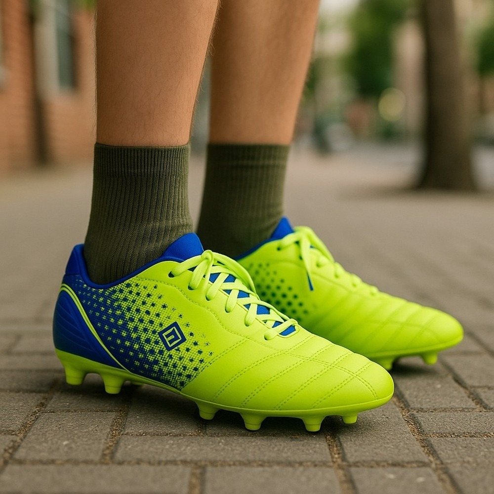 Dream Pairs Superflight-1 Soccer Cleats Lime Green Blue Football Shoes Mens 12